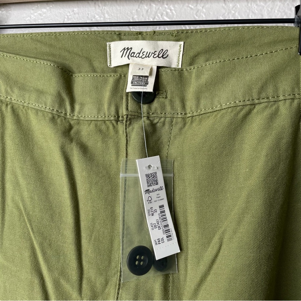Madewell Garment-Dyed Low-Slung Straight Cargo Pants Classic Olive Green NWT - Picture 7 of 9